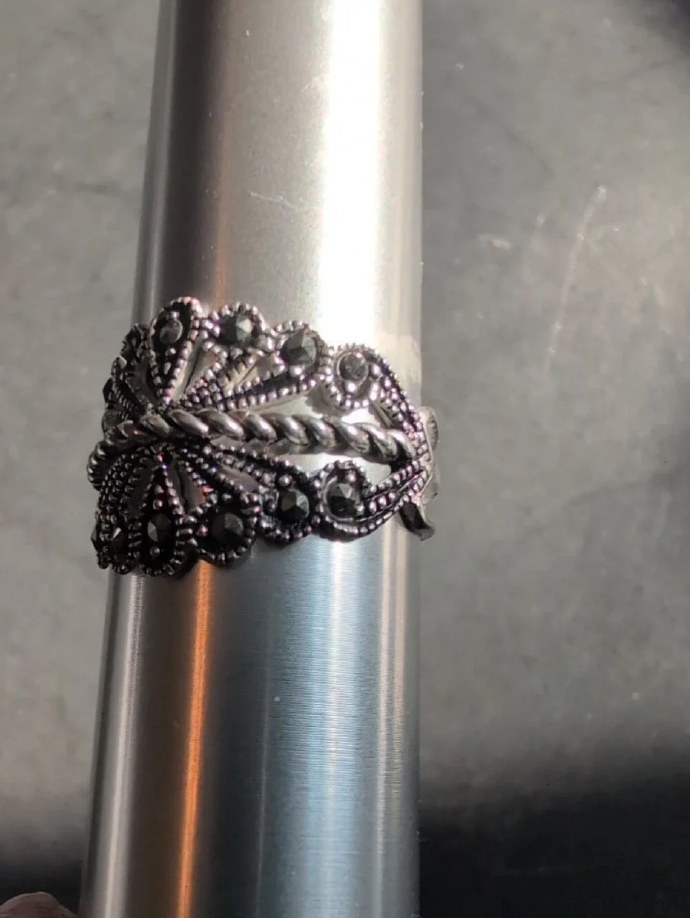Intricate Filigree Wide Band Ring Sterling Silver